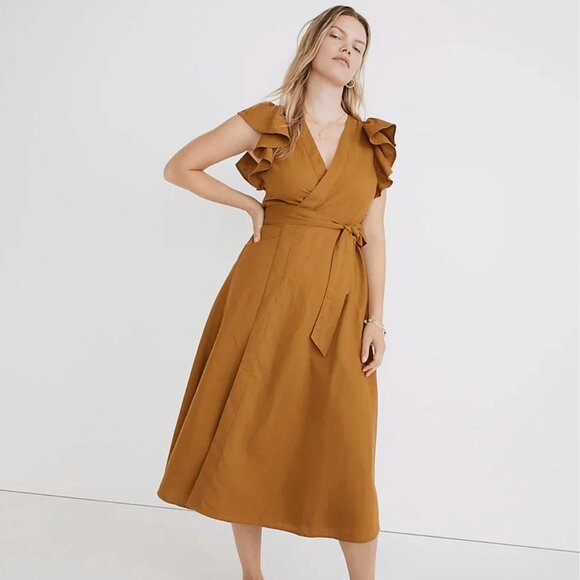 madewell wrap dress -  golden/ mustard /yellow - Picture 3 of 5